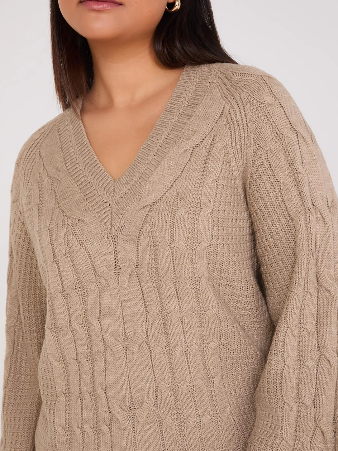 Cable Knit V-Neck Sweater