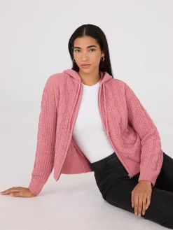 Cable Knit Zip-Up Hoodie
