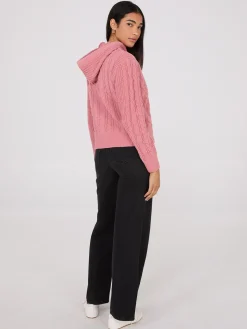 Cable Knit Zip-Up Hoodie