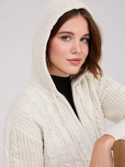 Cable Knit Zip-Up Hoodie