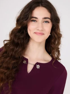 Chain Keyhole Long Sleeve Top