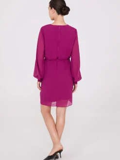 Chiffon Crossover Mini Dress With Front Ruffle