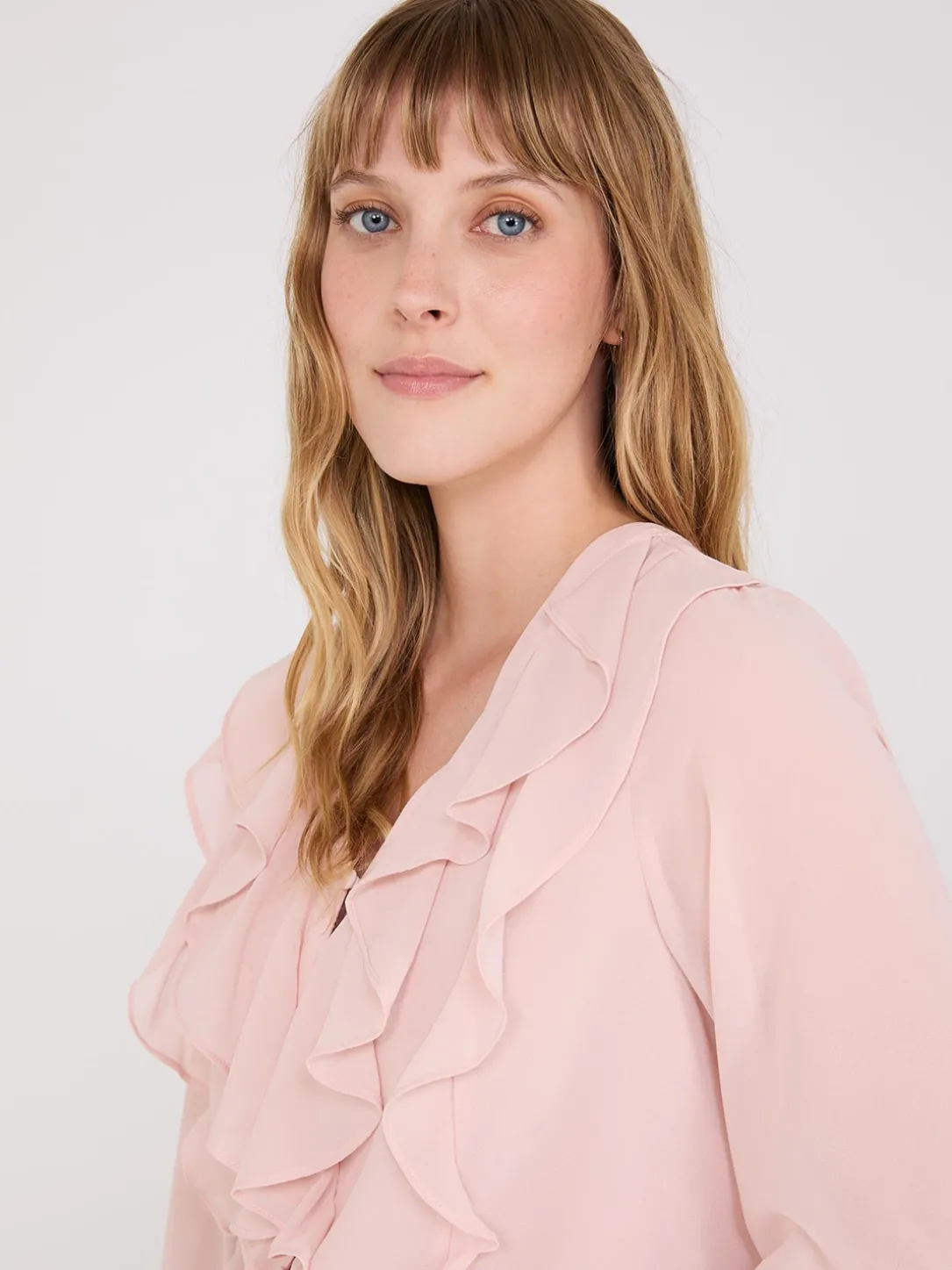 Chiffon Ruffle Button-Front Blouse