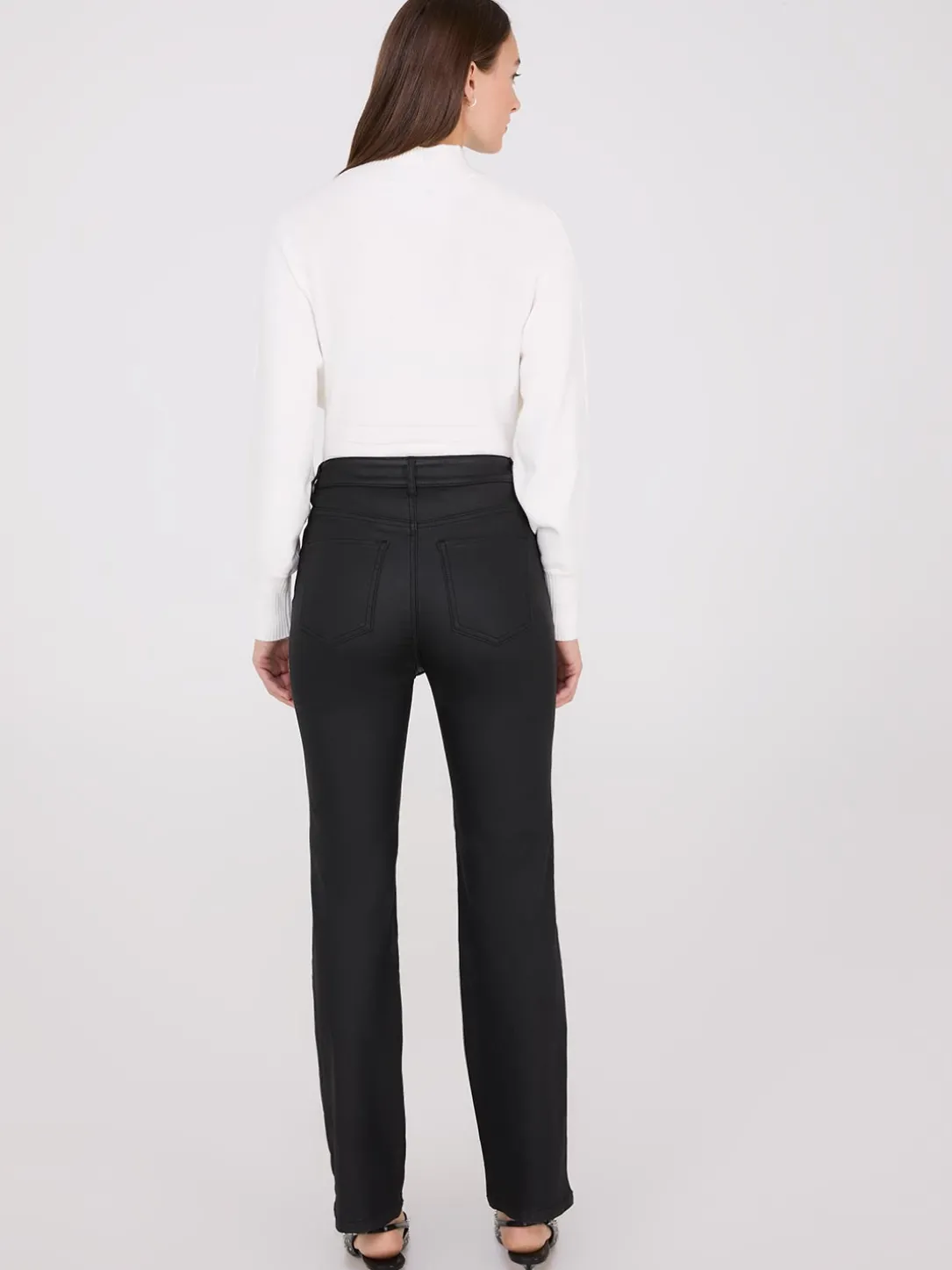Coated Front Pintuck Pants