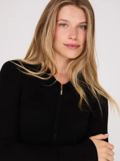Collared 2-Way Zip-Front Sweater