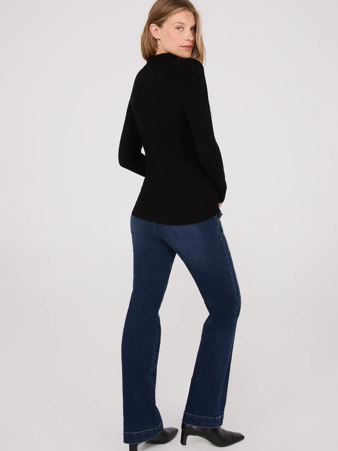 Collared 2-Way Zip-Front Sweater