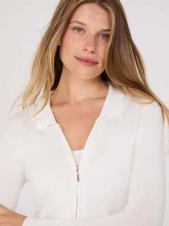 Collared 2-Way Zip-Front Sweater
