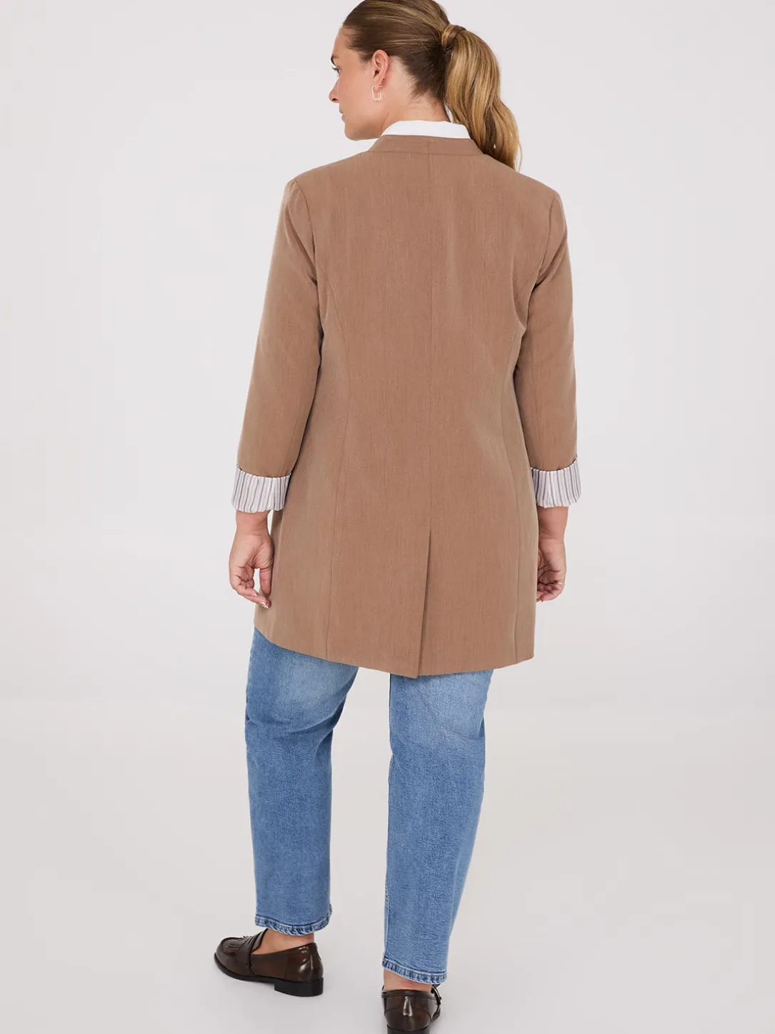 Collarless Open Blazer