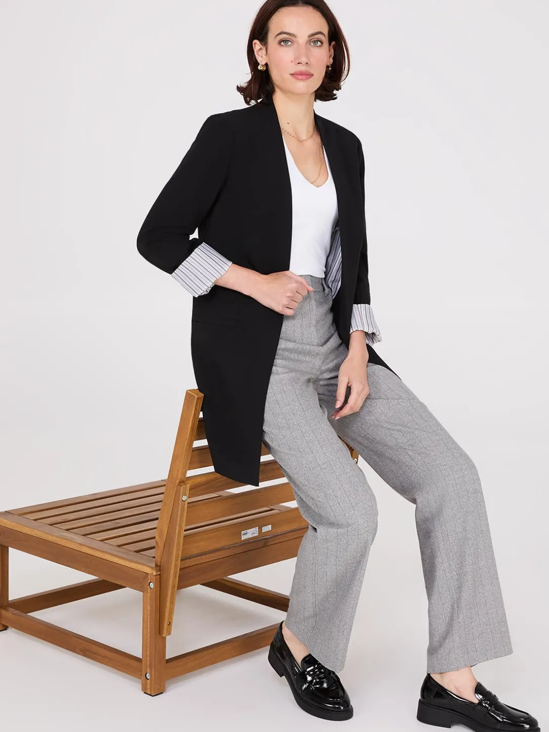Collarless Open Blazer