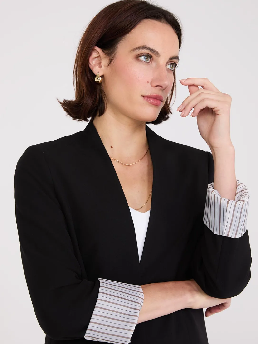 Collarless Open Blazer