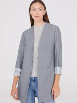Collarless Open Blazer