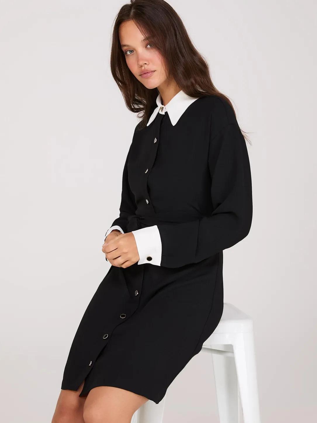 Colour Block Fit & Flare Shirt Dress