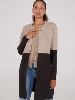Colour Block Notch Collar Duster