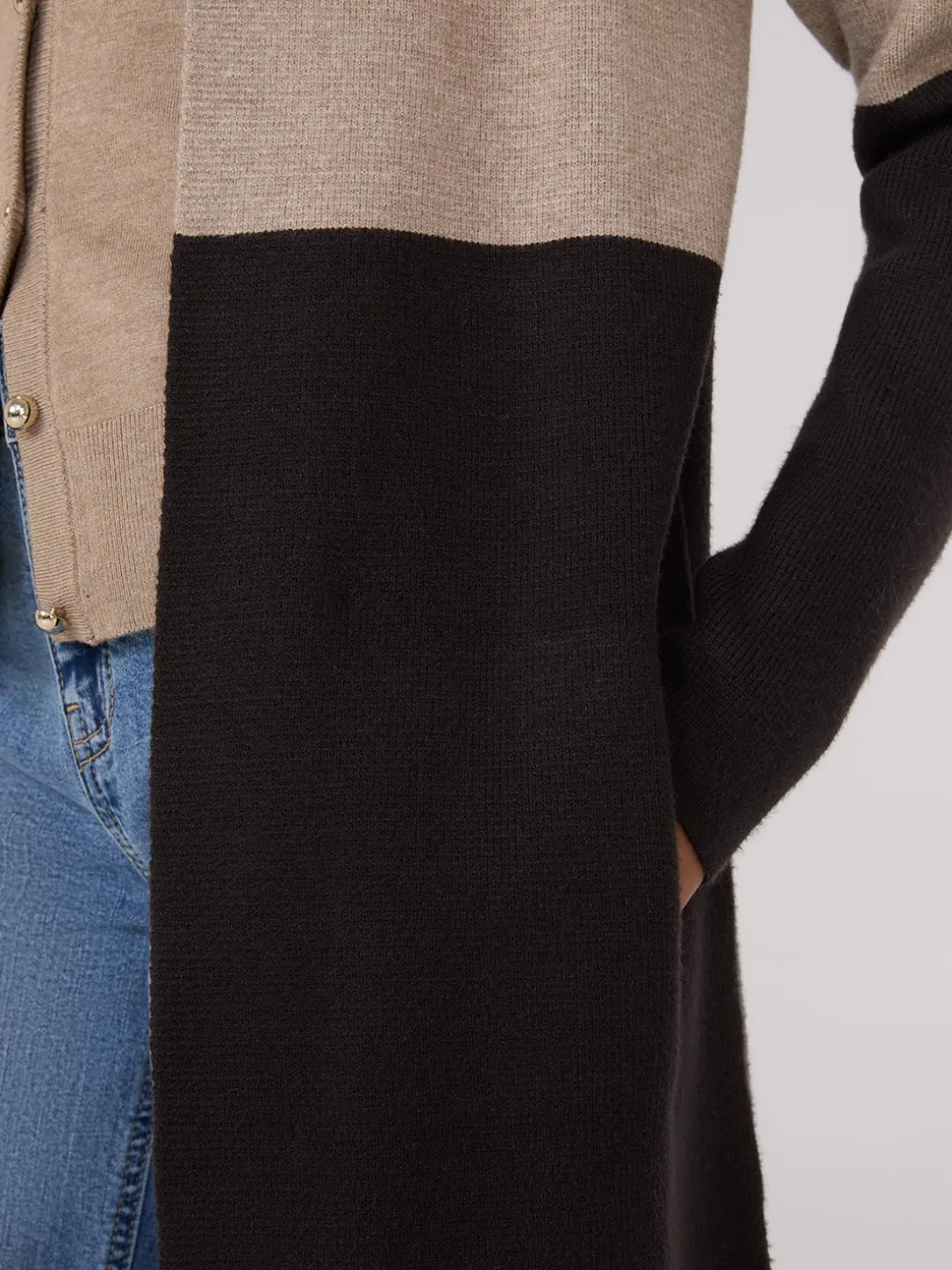 Colour Block Notch Collar Duster
