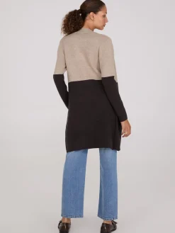 Colour Block Notch Collar Duster