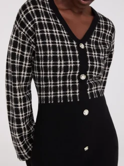 Colour Block V-Neck Sweater Dress
