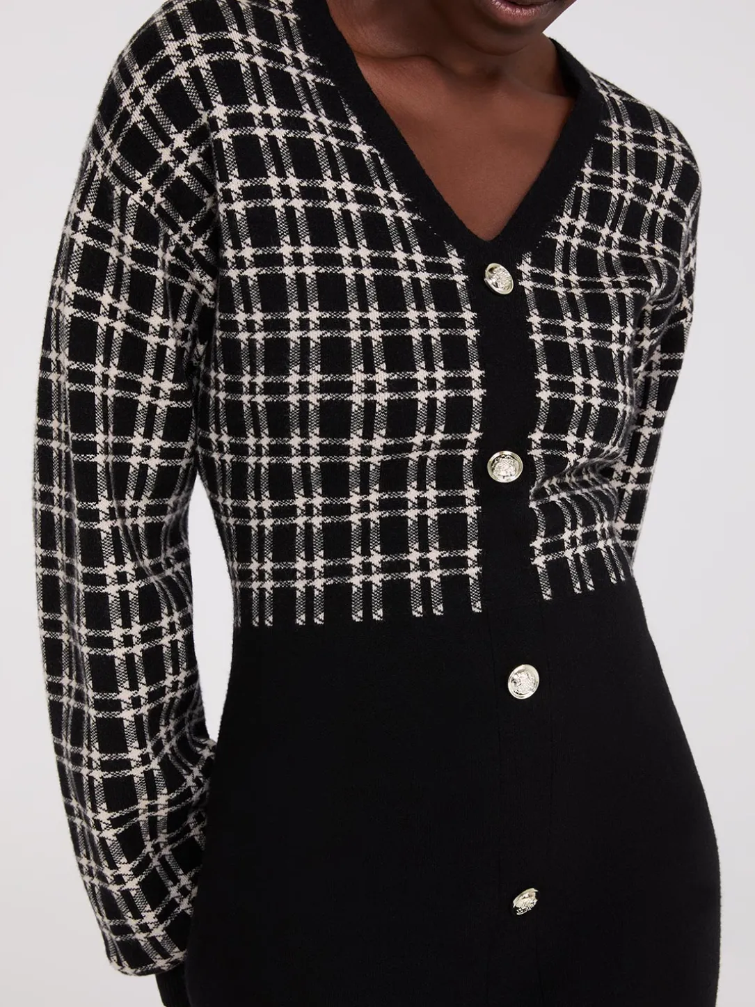 Colour Block V-Neck Sweater Dress