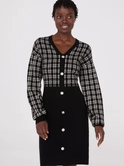 Colour Block V-Neck Sweater Dress
