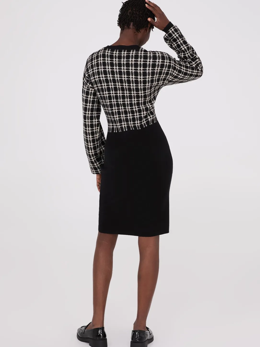Colour Block V-Neck Sweater Dress