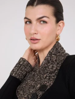 Contrast Cowl Neck Tunic Sweater