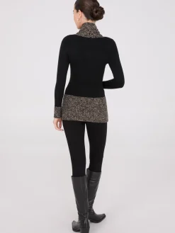 Contrast Cowl Neck Tunic Sweater