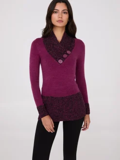 Contrast Cowl Neck Tunic Sweater