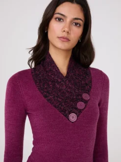 Contrast Cowl Neck Tunic Sweater