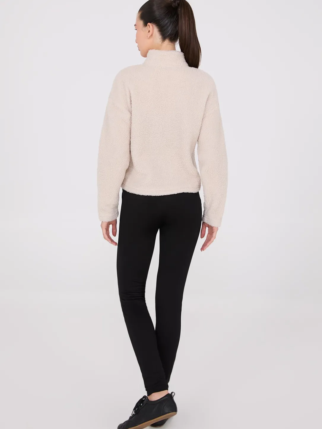 Contrast Piping Half-Zip Sherpa Sweater