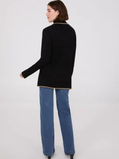 Contrast Piping One-Button Jacket