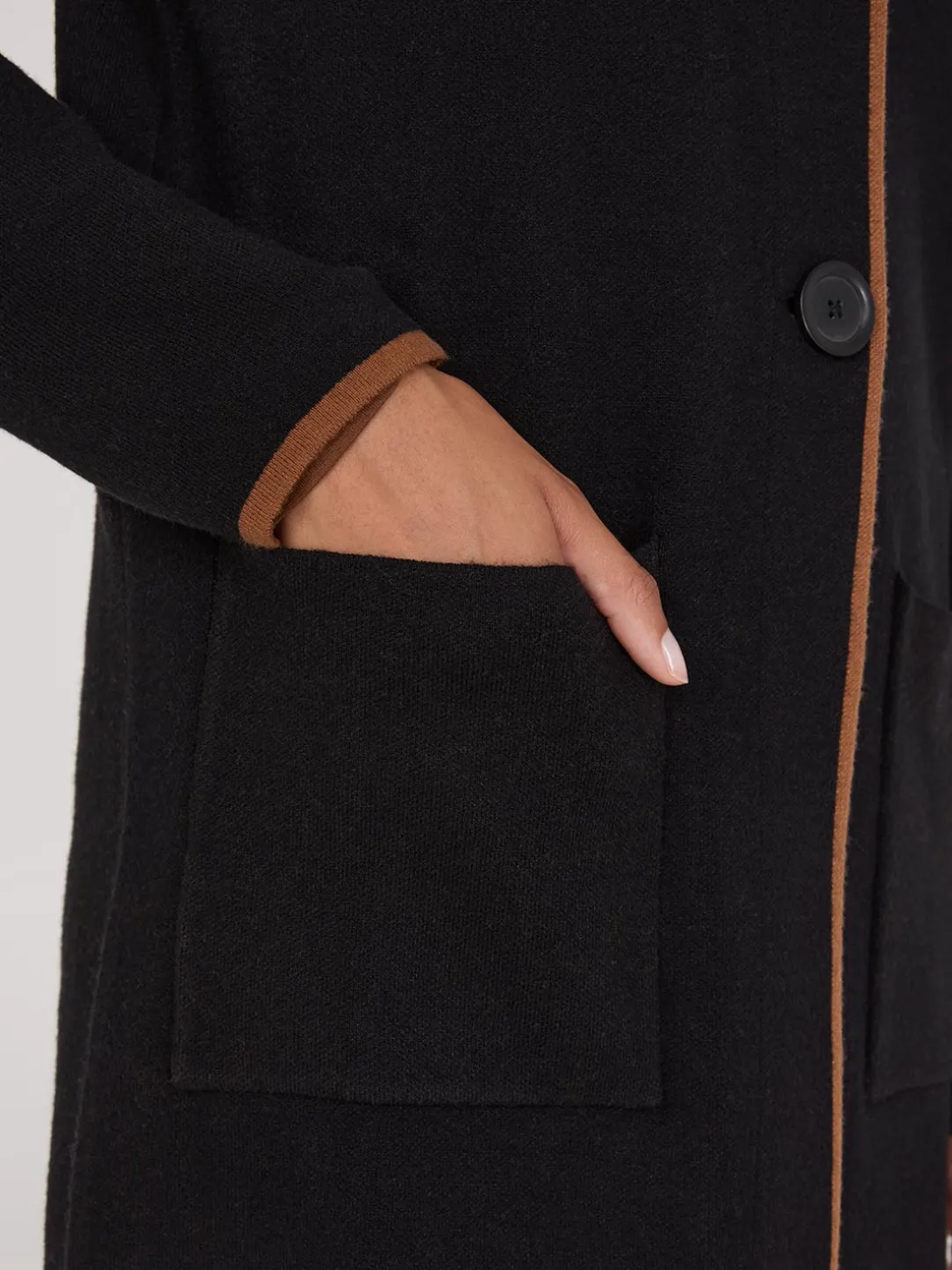 Contrast Trim 2-Button Coatigan