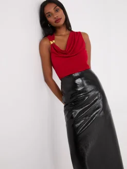 Cowl Neck Top With Metal Buckle