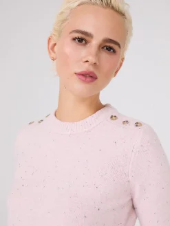 Crew Neck Sweater With Button Details