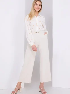 Cropped Wide-Leg Pants With Gold Hardware