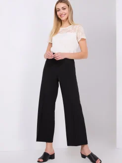 Cropped Wide-Leg Pants With Gold Hardware