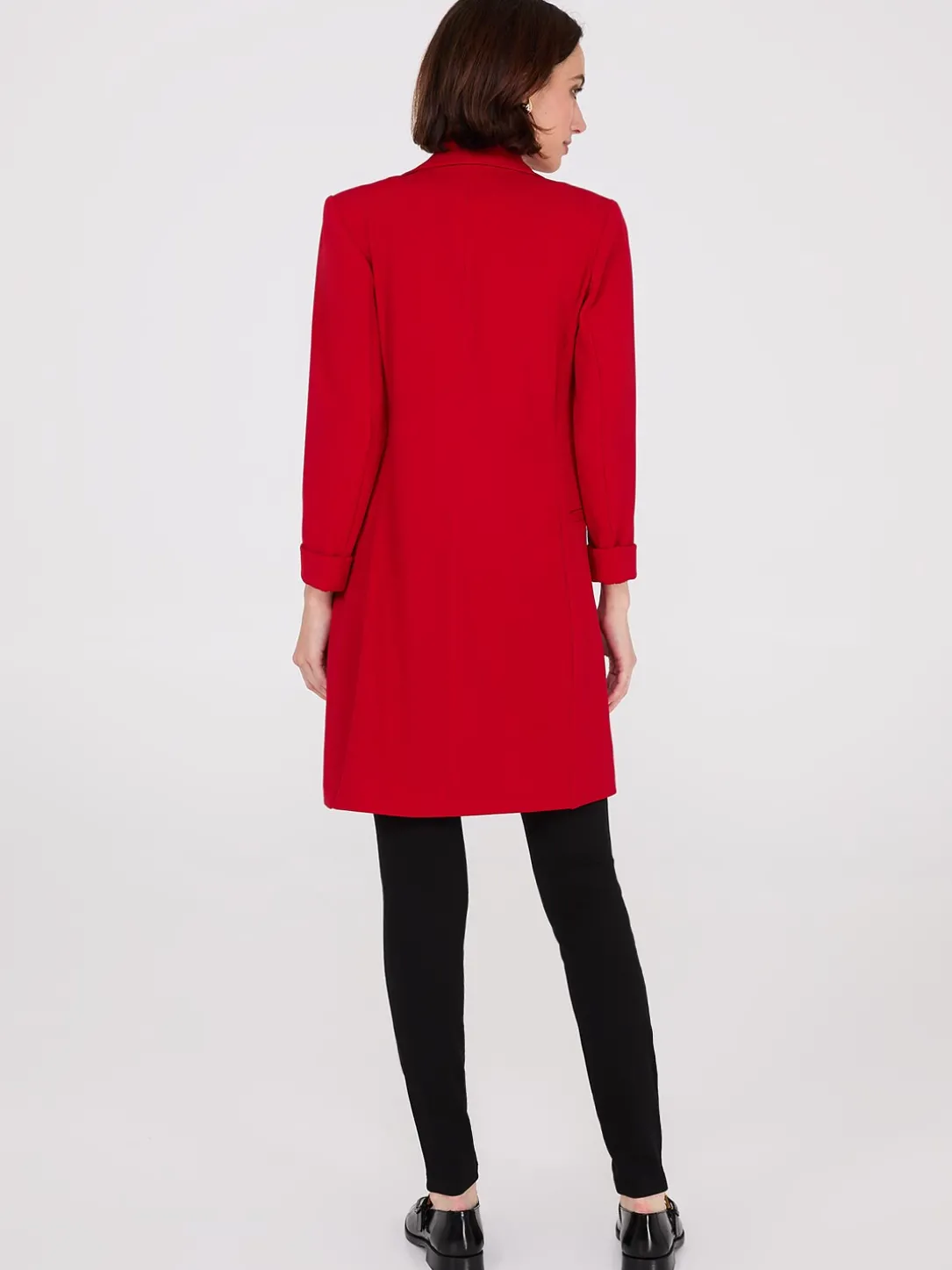 Cuffed 3/4 Sleeve Long Blazer