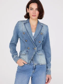 Denim Double-Breasted Blazer