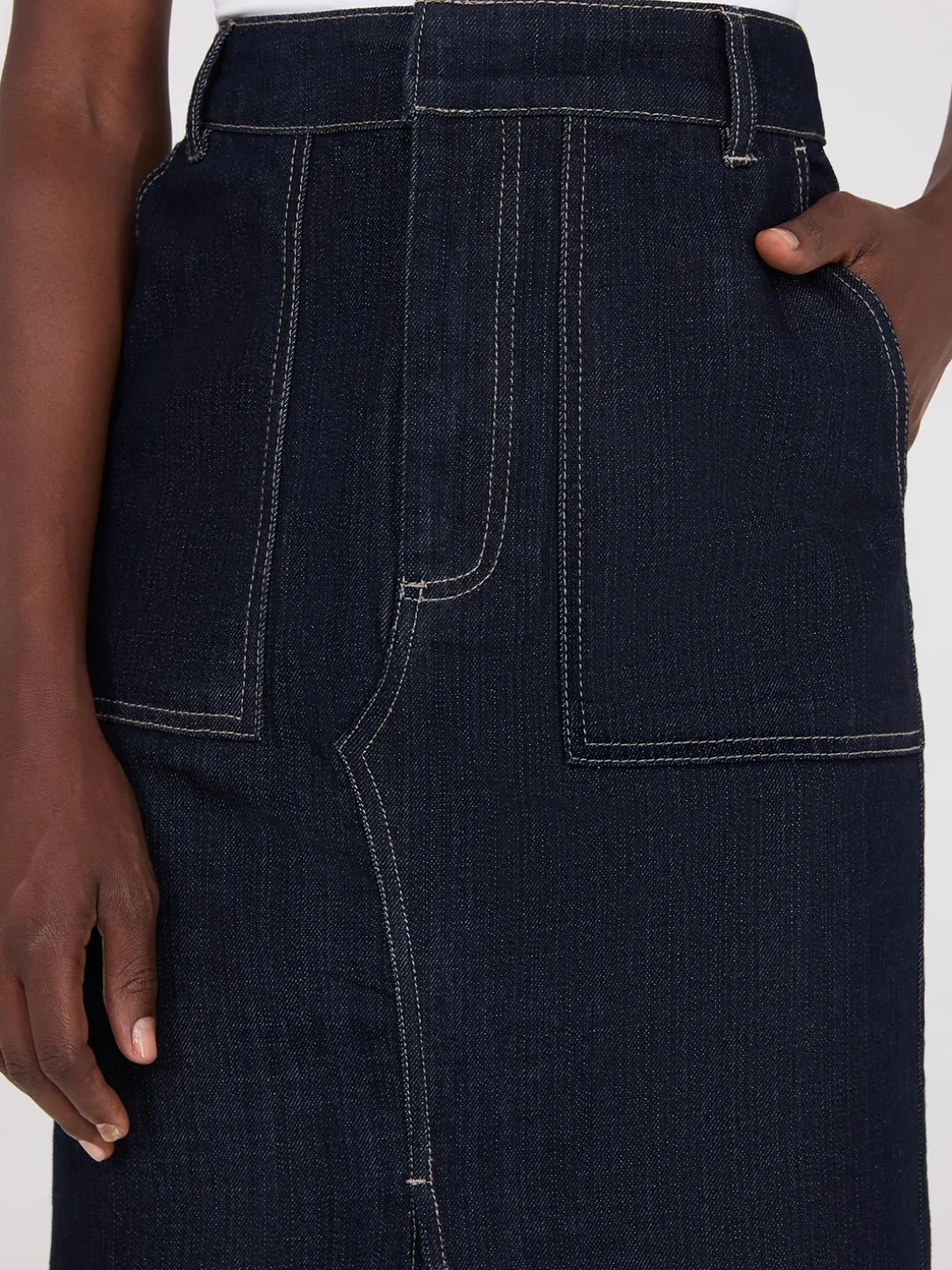Denim Pencil Skirt With Front Slit