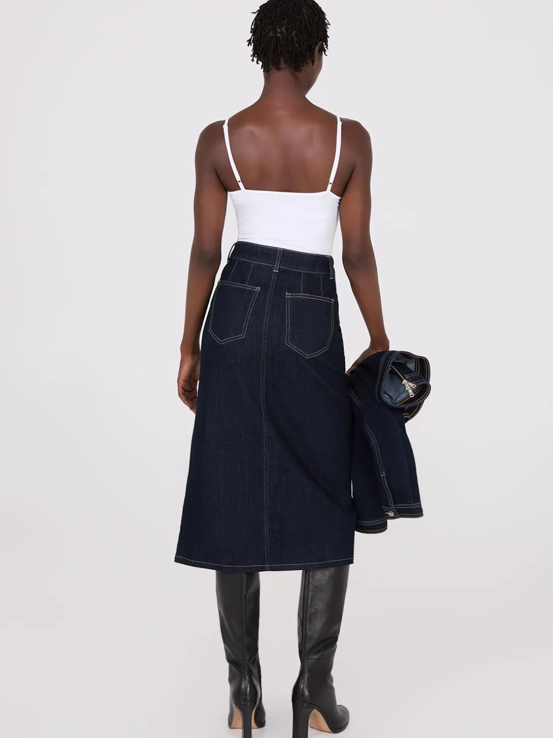 Denim Pencil Skirt With Front Slit
