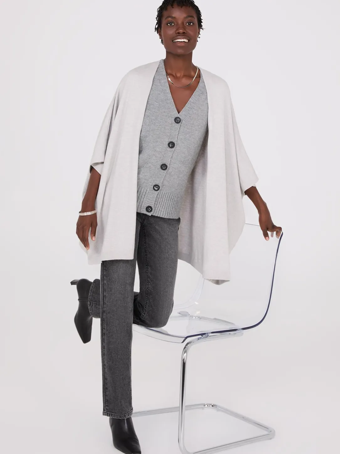 Dolman Sleeve Open Cape Sweater