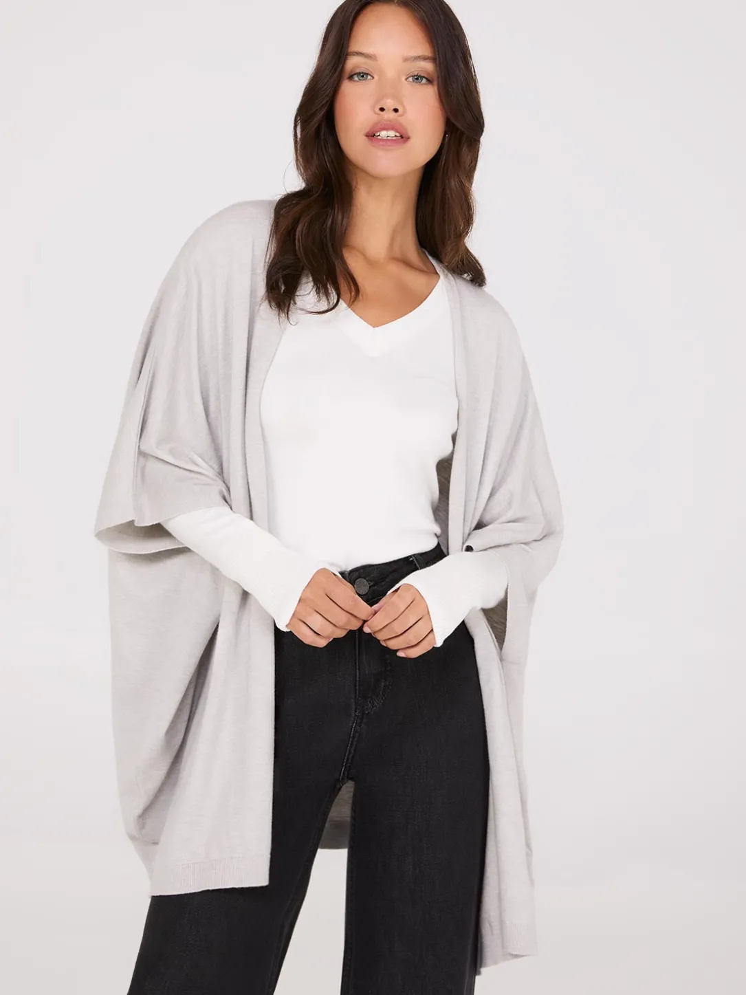 Dolman Sleeve Open Cape Sweater