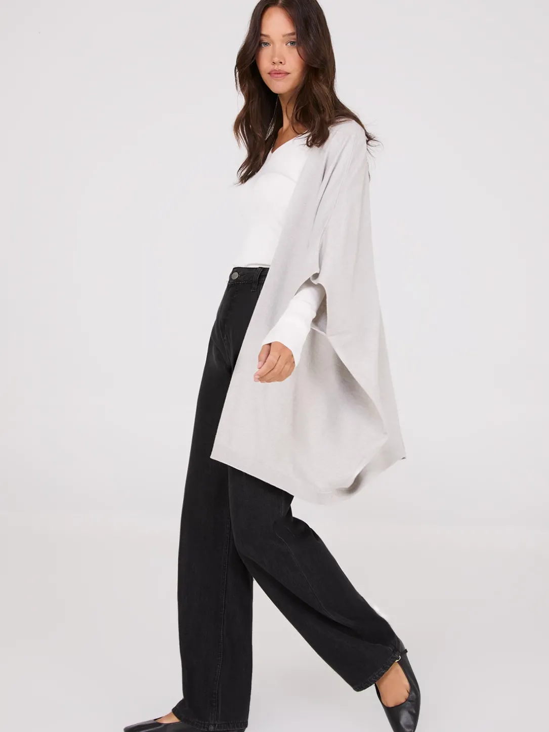 Dolman Sleeve Open Cape Sweater
