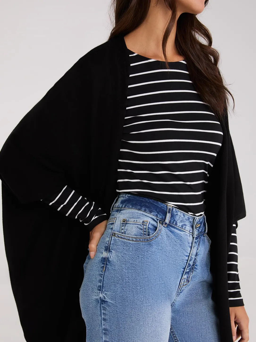 Dolman Sleeve Open Cape Sweater