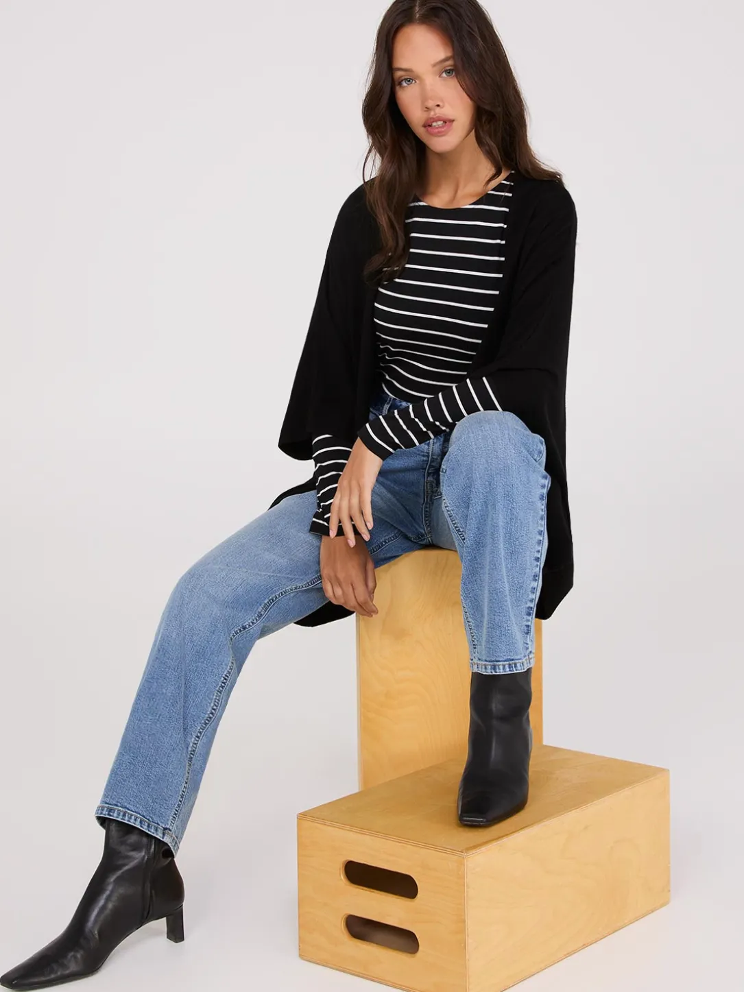Dolman Sleeve Open Cape Sweater