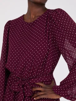 Dot Print Chiffon Fit & Flare Mini Dress