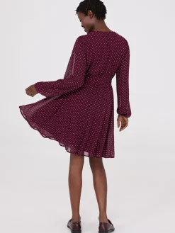 Dot Print Chiffon Fit & Flare Mini Dress