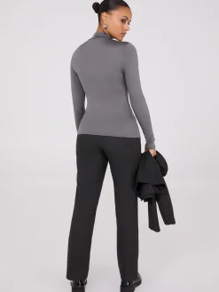 Double Layer Mock Neck Long Sleeve Top