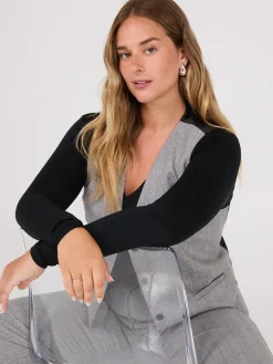Double Layer V-Neck Long Sleeve Top