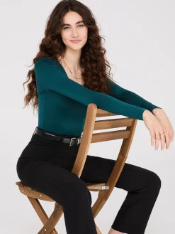 Double Layer V-Neck Long Sleeve Top