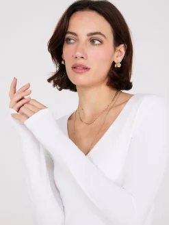 Double Layer V-Neck Long Sleeve Top