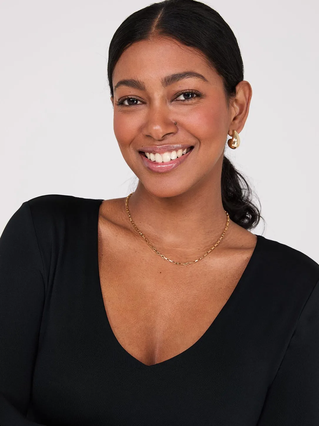 Double Layer V-Neck Long Sleeve Top